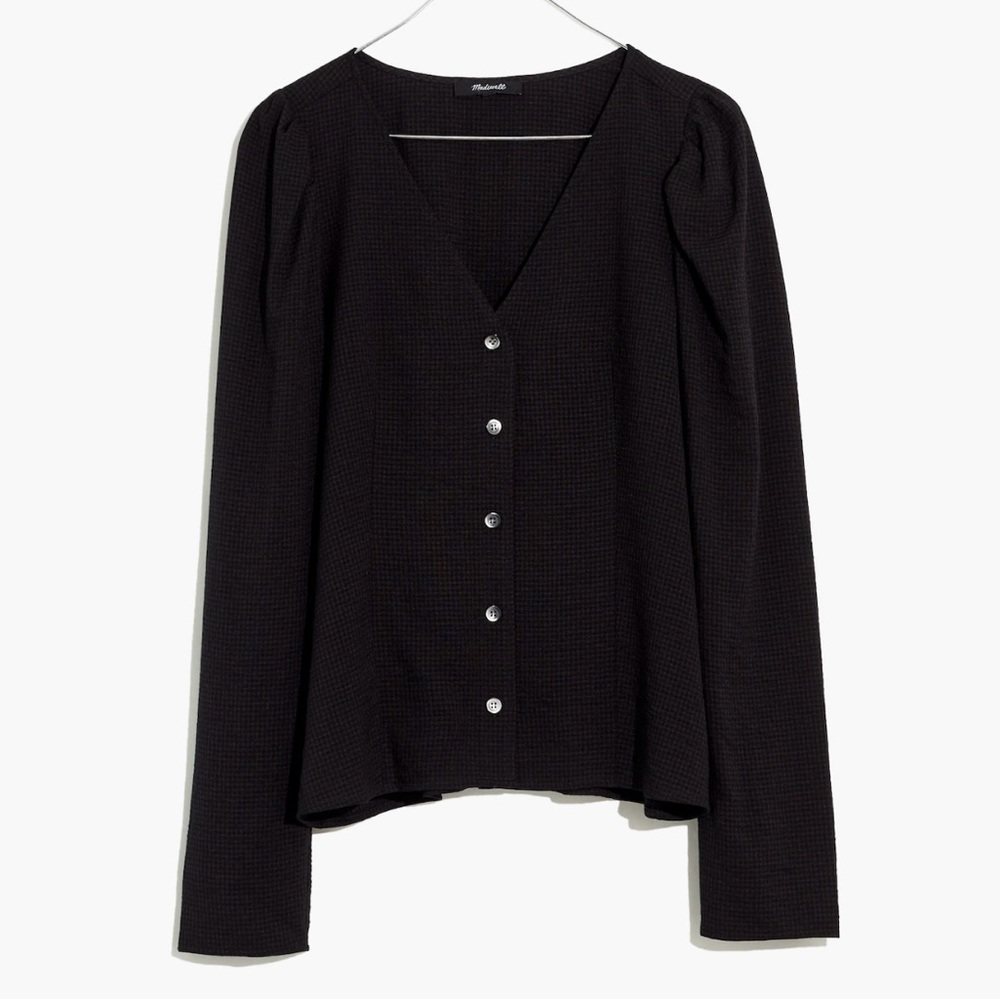 Madewell Black Button-Down Long Sleeve Top